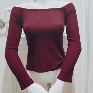 Revamped Maroon off shoulder Ballerina Long Sleeved Top
